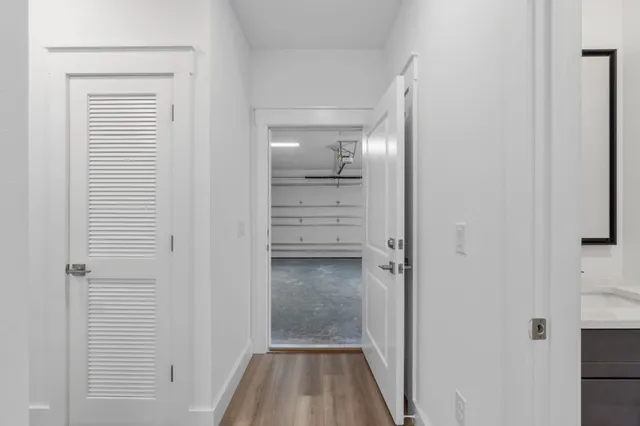 a view of small space with wooden floor