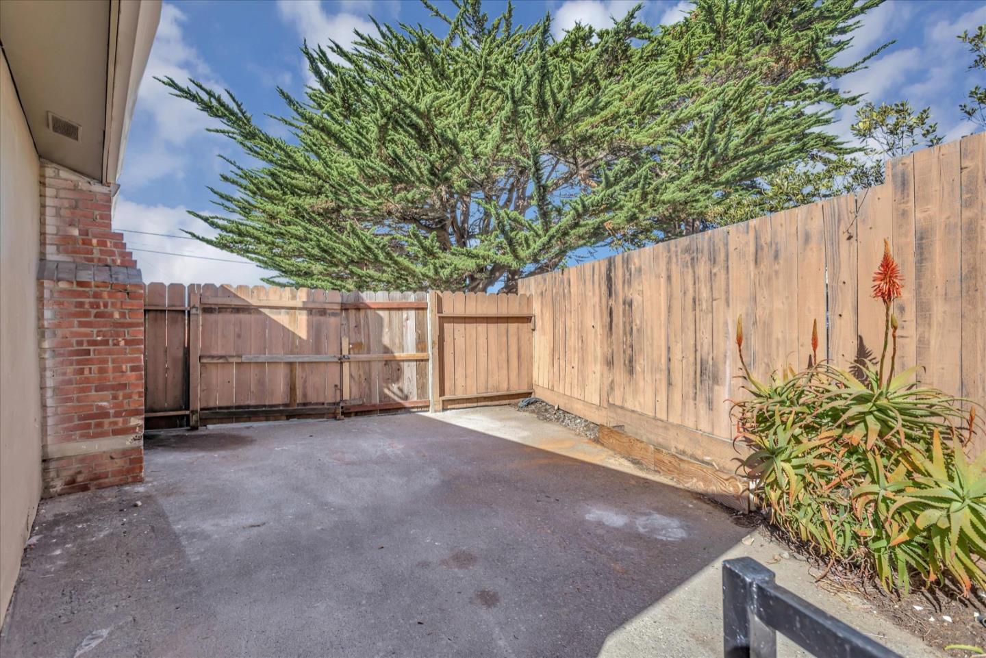 675 Crespi Drive Pacifica, CA 94044 - Photo 44 of 55 a view of a backyard with potted plants and wooden fence