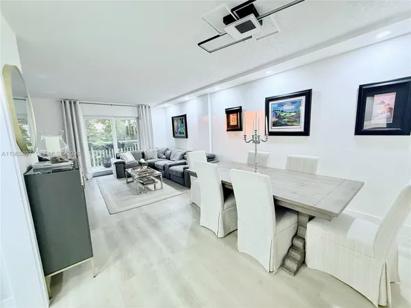 a view of a livingroom with furniture and a flat screen tv