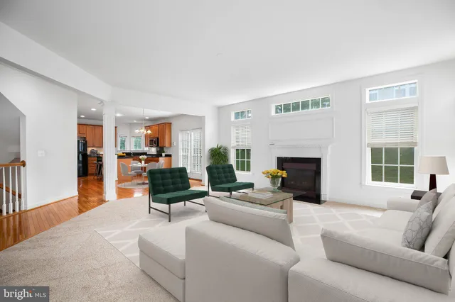 a living room with furniture window and a fireplace