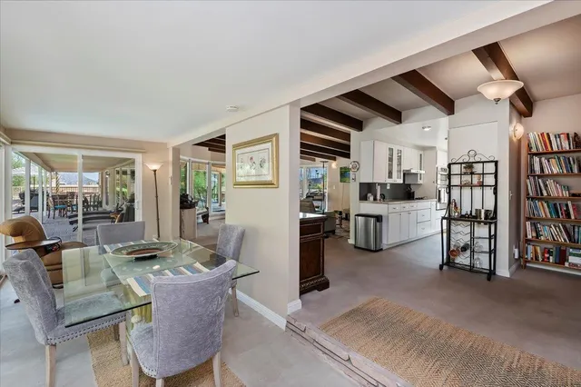 a work room with large windows