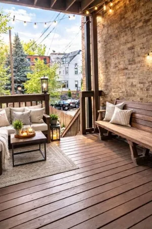 a view of a terrace with seating space