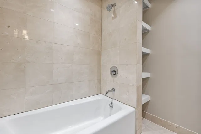 a bathroom with a bathtub