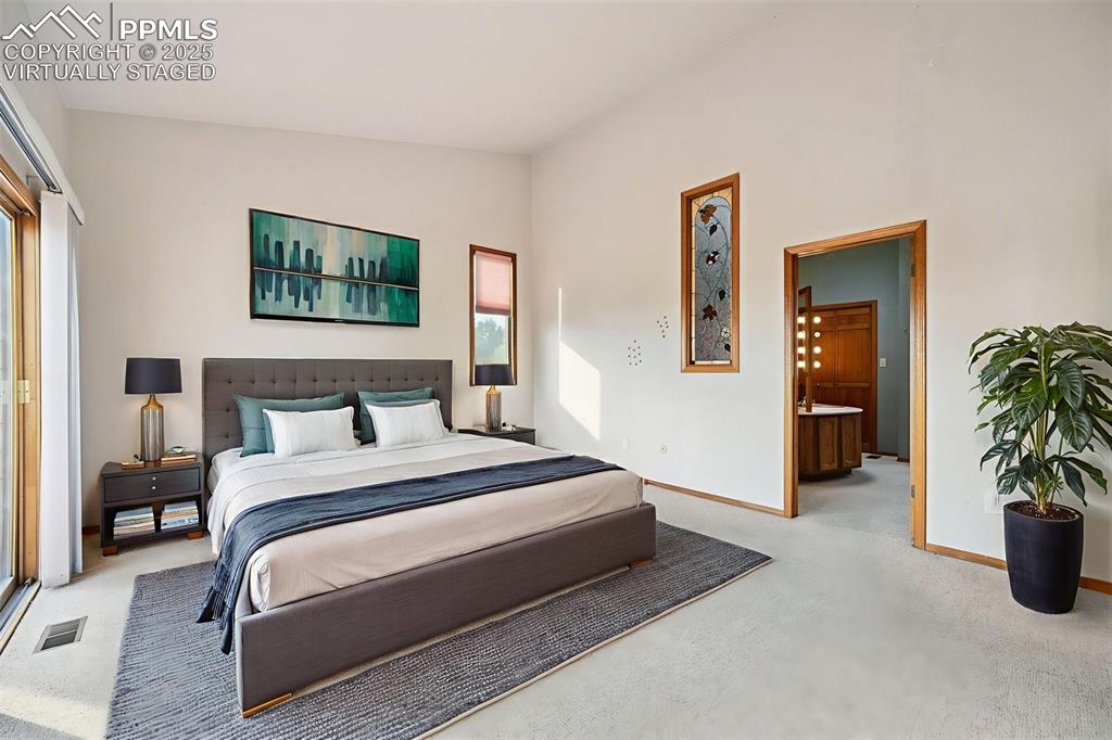 635 Royal Oak Drive Colorado Springs, CO 80906 - Photo 18 of 47 a spacious bedroom with a bed and a potted plant