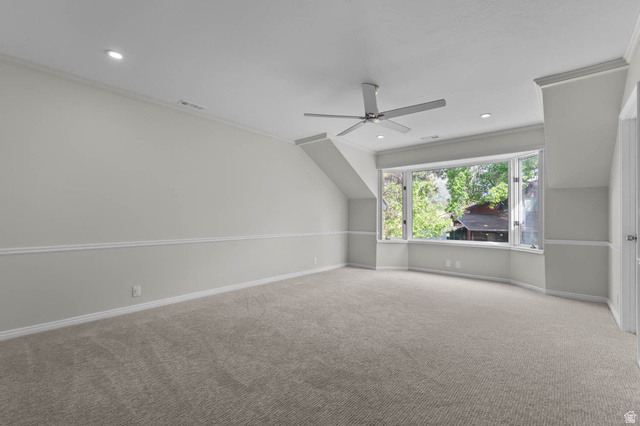 8965 Quail Run Drive Sandy, UT 84093 - Photo 40 of 56 Additional living space featuring a ceiling fan, recessed lighting, and light colored carpet