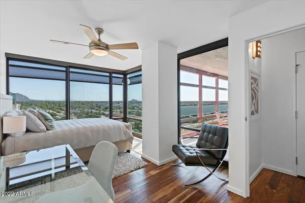 a living room with furniture and a window