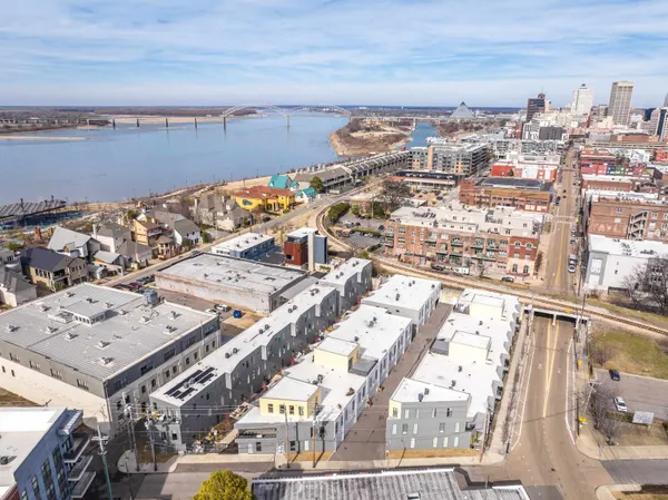 an aerial view of a city