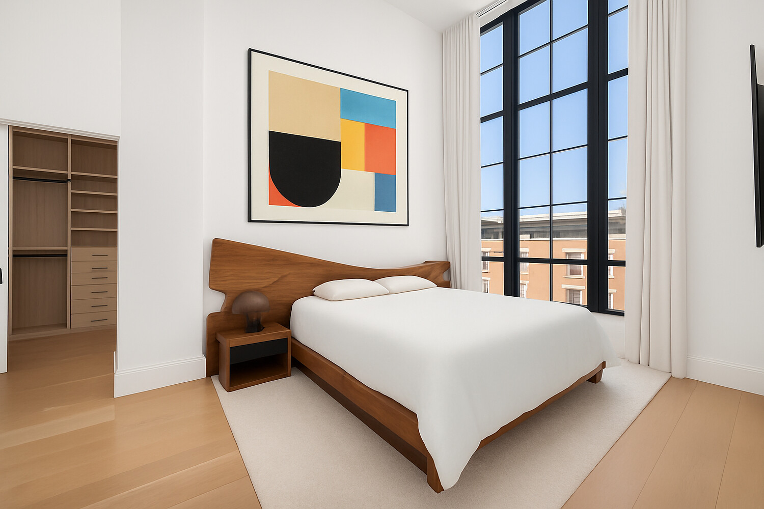 438 East 12th Street, Unit PHF Manhattan, NY 10009 - Photo 7 of 20 a bedroom with a bed and a painting on the wall