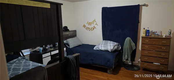 a view of workspace with wooden floor