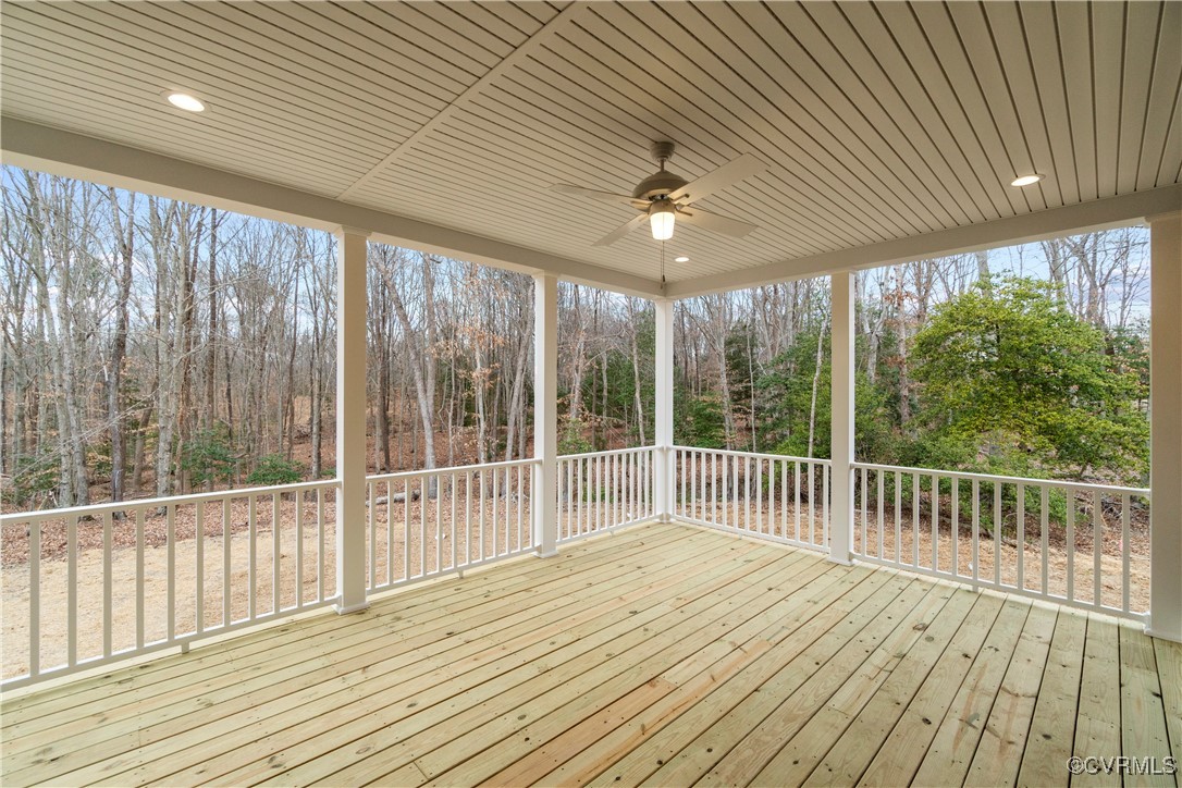 Tbd #3 Rocky Ford Road Beaverdam, VA 23015 - Photo 39 of 43 Wooden terrace with ceiling fan