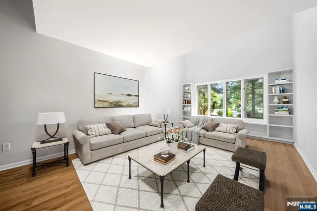 a living room with furniture and a rug