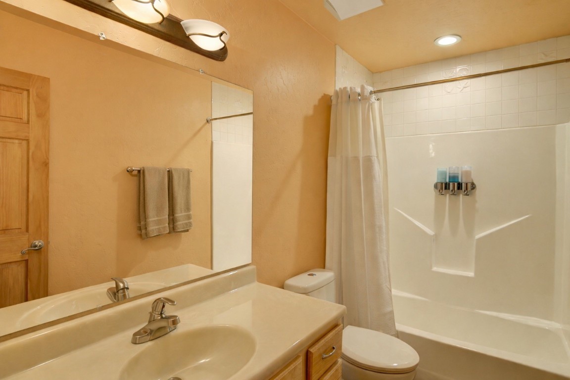 155 Lamb Mountain Road Fairplay, CO 80440 - Photo 19 of 48 Full bathroom featuring shower / bathtub combination with curtain and vanity