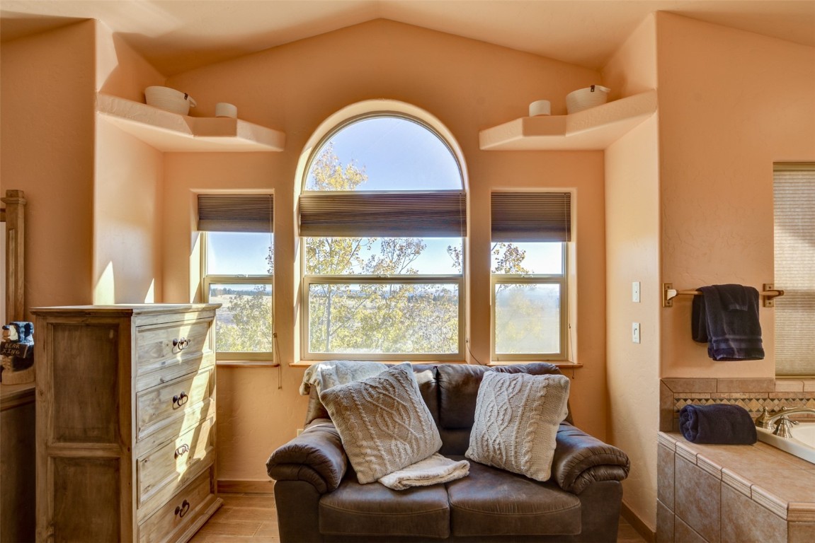 155 Lamb Mountain Road Fairplay, CO 80440 - Photo 25 of 48 Sitting room with vaulted ceiling, wood finished floors, and plenty of natural light