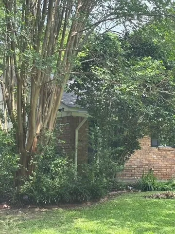 a backyard of a house with lots of green space