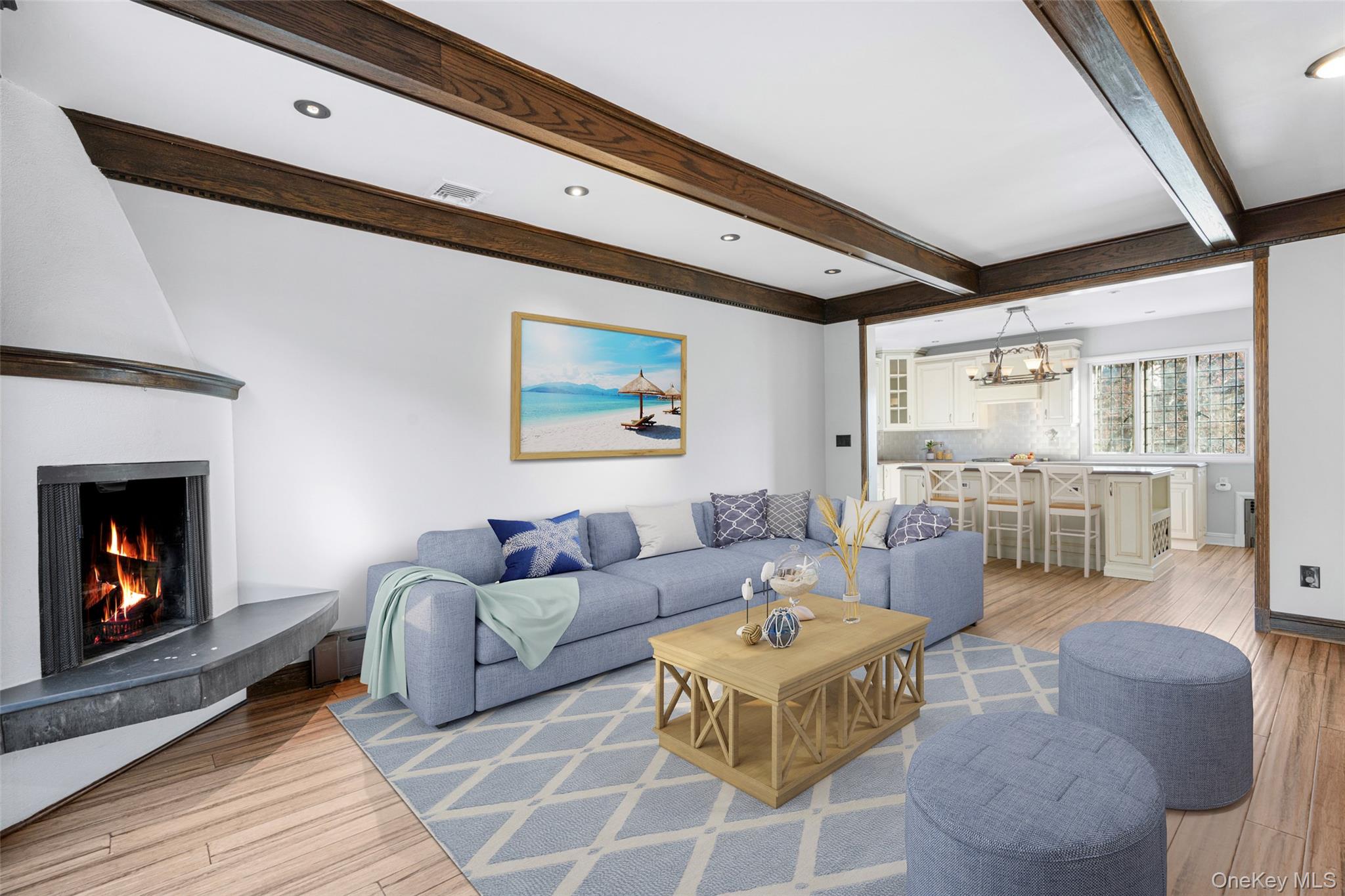 22 Verdun Avenue New Rochelle, NY 10804 - Photo 8 of 31 a living room with furniture a fireplace and a table