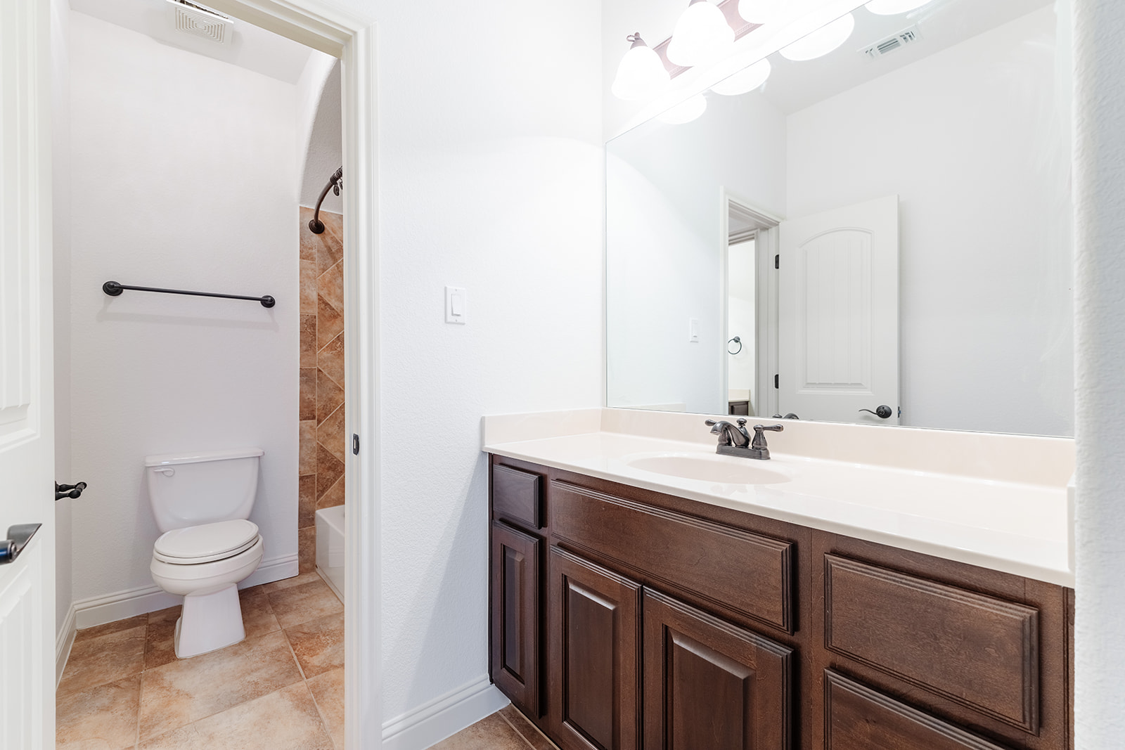 114 North Saddle Ridge Drive Cedar Park, TX 78613 - Photo 29 of 40 a bathroom with a sink a toilet and a mirror