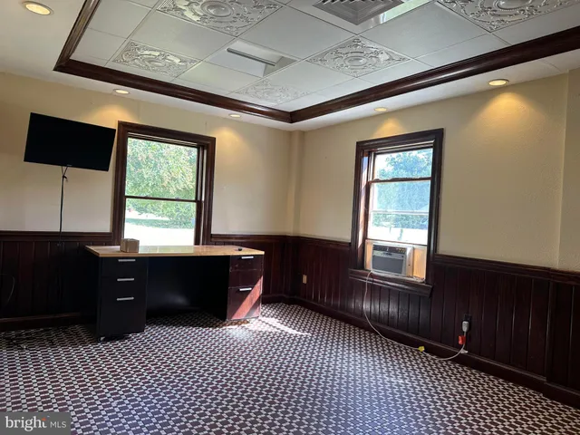 a room with a large window