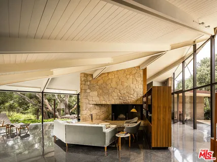 a view of a porch with a backyard