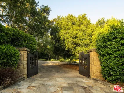 a view of outdoor space with trees all around