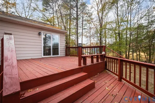 a view of wooden deck