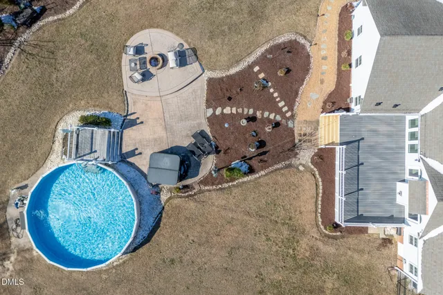 an aerial view of a fireplace