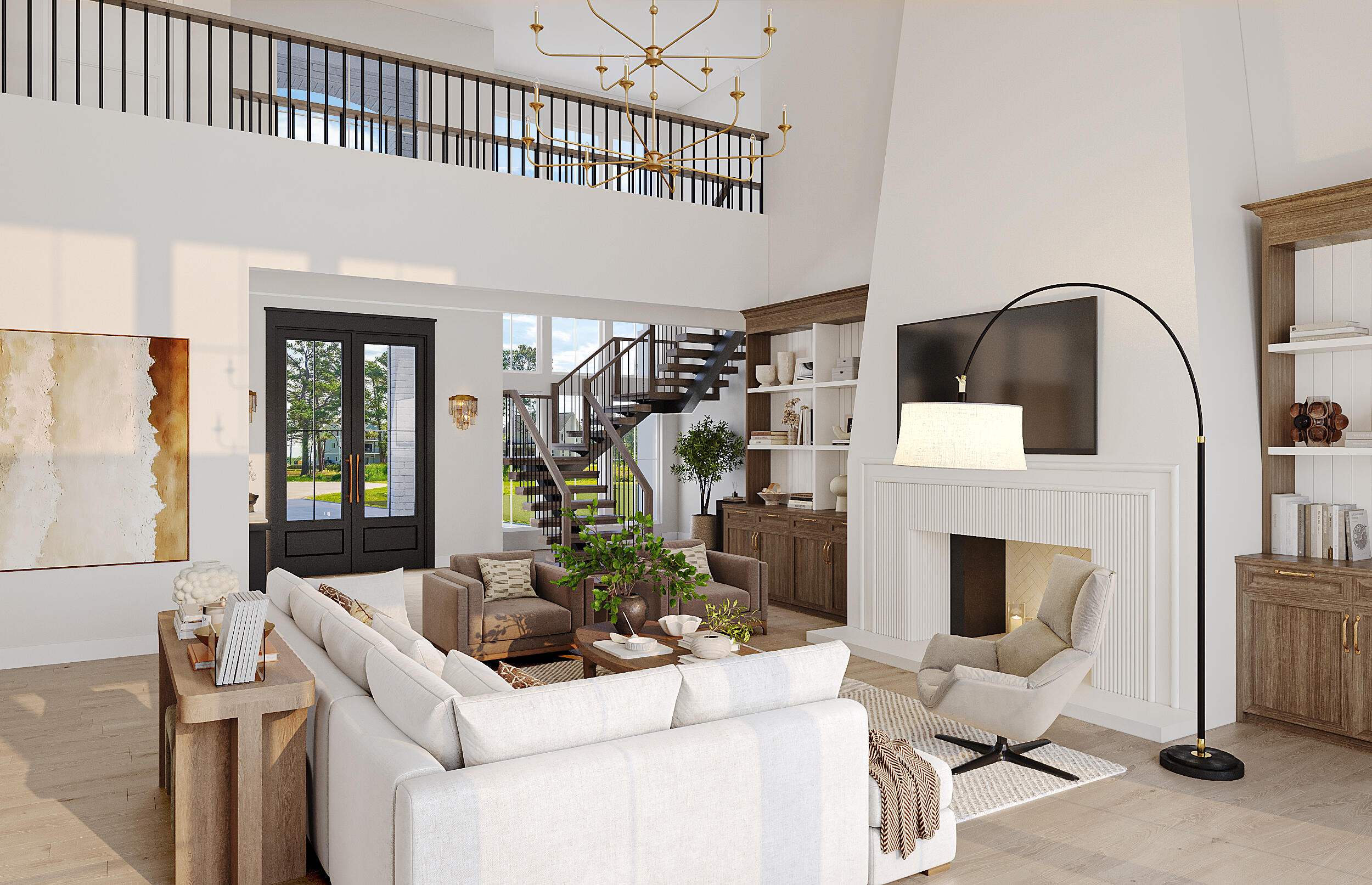 109 Norman Ct Inlet Beach Inlet Beach, FL 32461 - Photo 3 of 25 a living room with furniture a fireplace and a flat screen tv