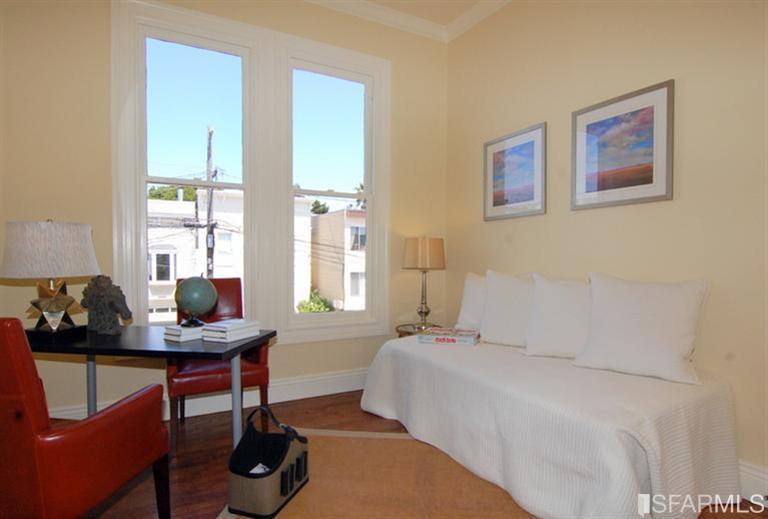 3973 Cesar Chavez San Francisco, CA 94131 - Photo 10 of 46 4th Bedroom...office... the perfect perch to look out over the neighborhood. This room features hardwood floors, 11 ft. ceilings and a closet with custom built-ins.