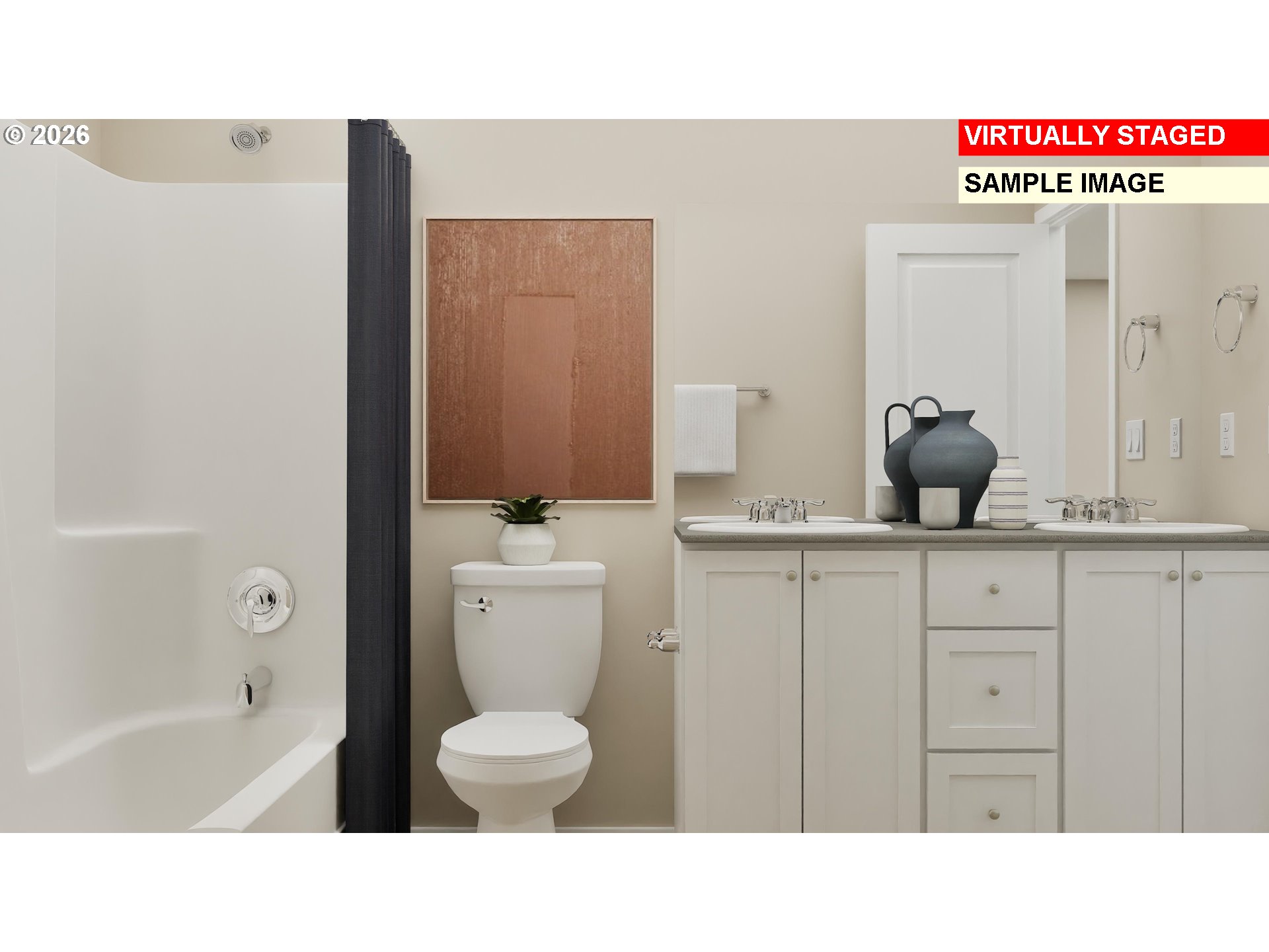 5757 Bainbridge Road Eugene, OR 97402 - Photo 3 of 22 a bathroom with a toilet a sink and a bathtub
