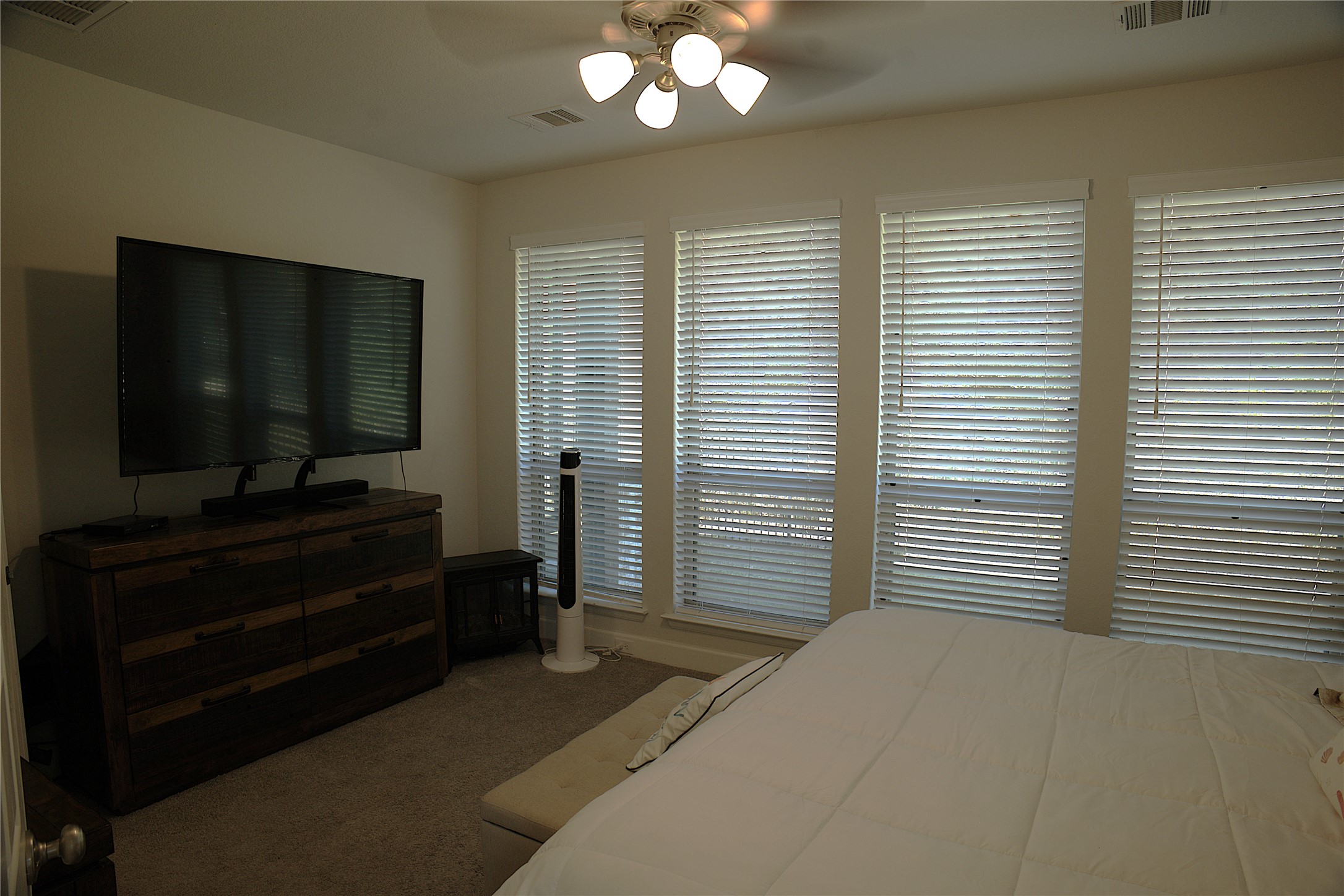 284 Kimble Creek Loop Kyle, TX 78640 - Photo 13 of 37 Carpeted bedroom featuring a ceiling fan