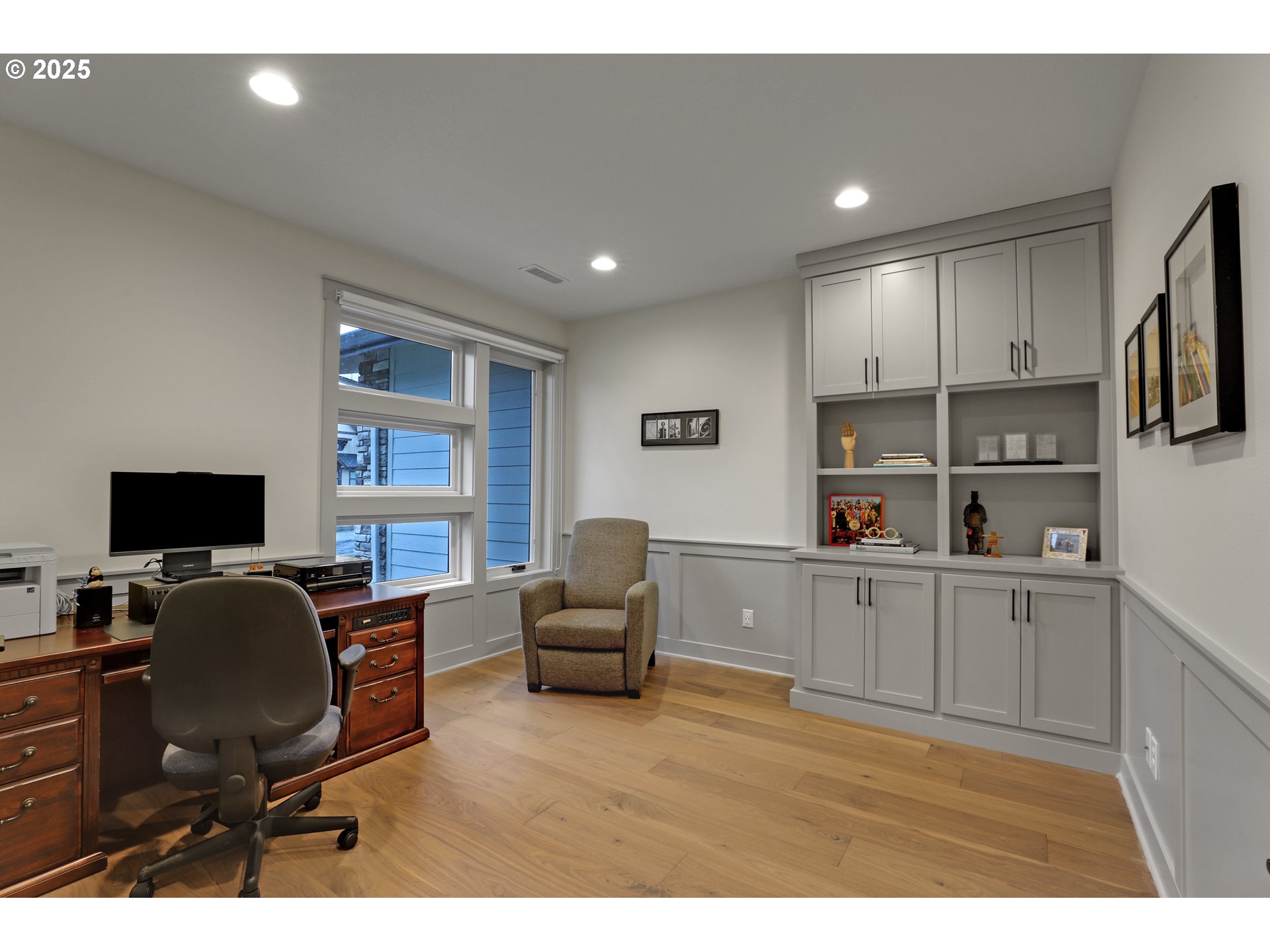4336 Northwest Paddock Lane Camas, WA 98607 - Photo 28 of 39 a view of workspace with wooden floor shelves