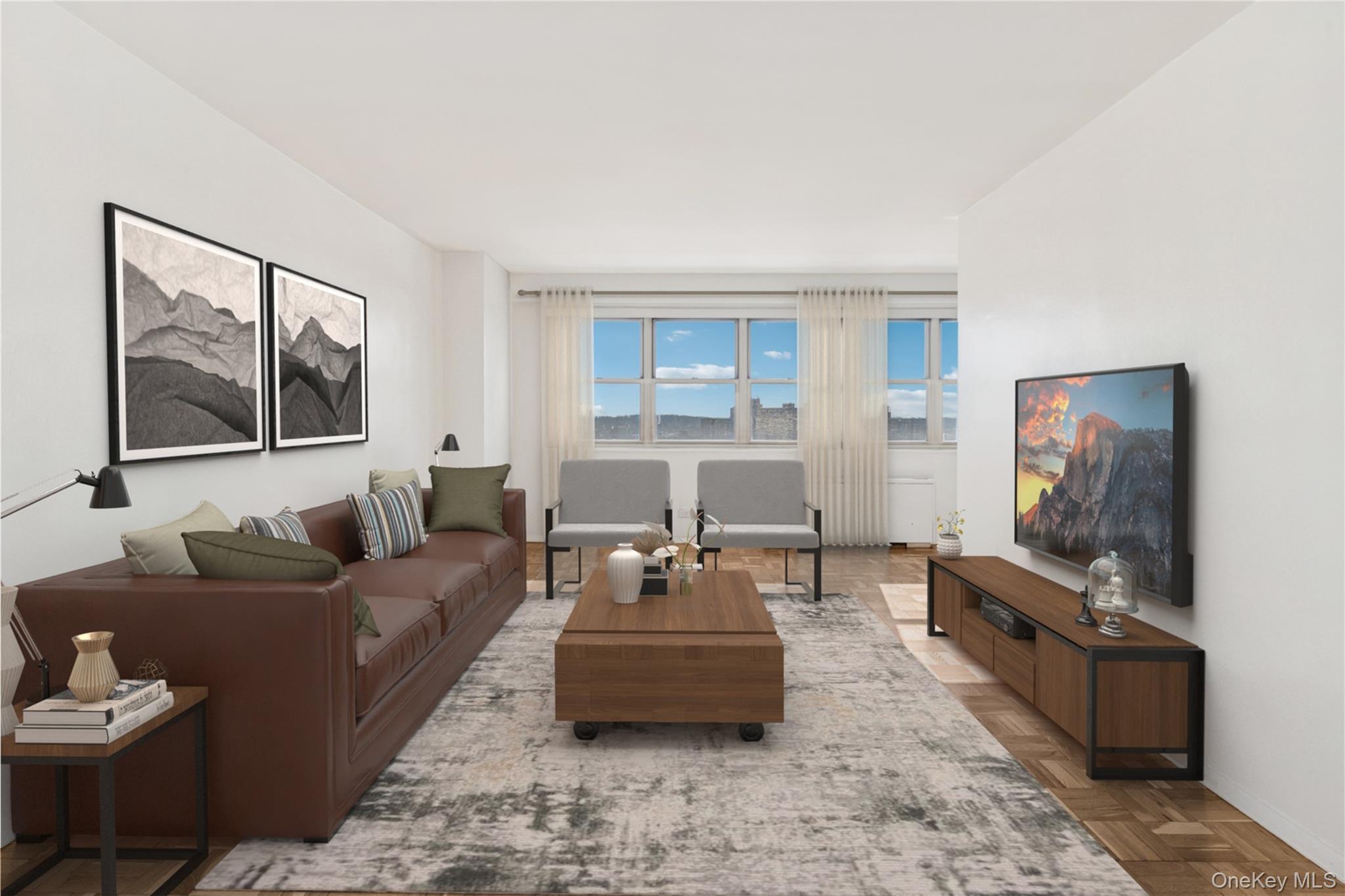 102-10 66th Road, Unit 20G Queens, NY 11375 - Photo 2 of 15 VIRTUALLY STAGEDLiving/Dining Area with a Bright view to be Desired!