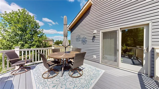 a view of a patio on the deck