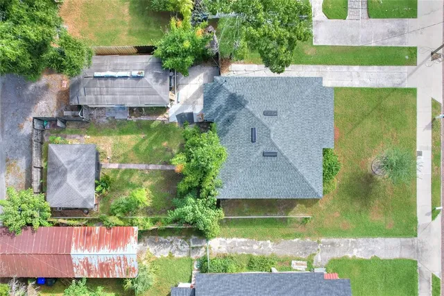 an aerial view of a house
