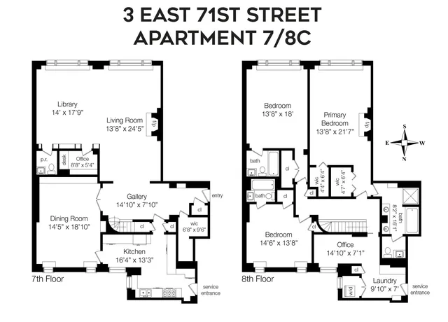 $4,995,000 | 3 East 71st Street, Unit 7/8C | Lenox Hill