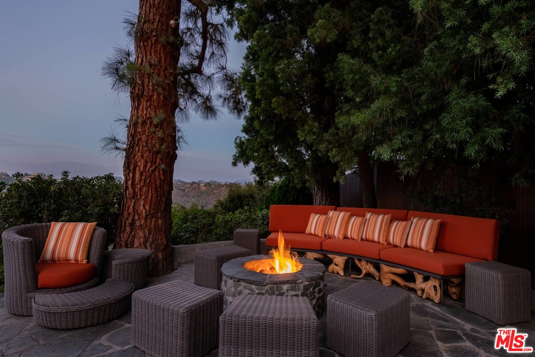 2238 Stradella Road Los Angeles, CA 90077 - Photo 52 of 54 a outdoor living space with patio furniture and a fire pit