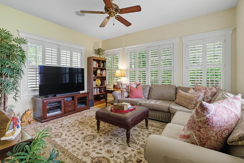 3 Warren Drive Middleton, MA 01949 - Photo 21 of 42 a living room with furniture a flat screen tv and a large window