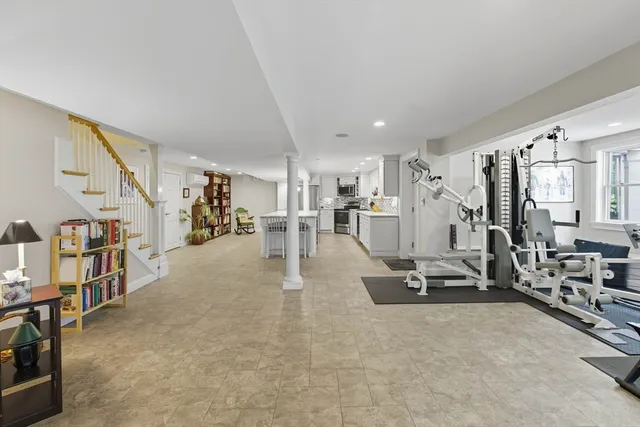 a view of a room with gym equipment