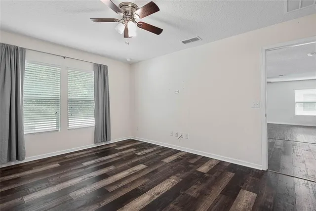 a view of a room that has a window in it