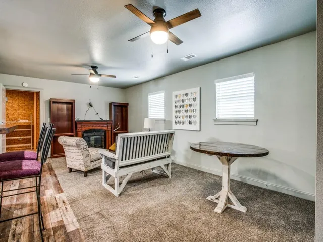 a bedroom with furniture