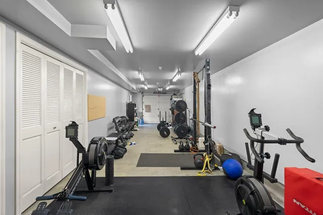 a view of a room with gym equipment