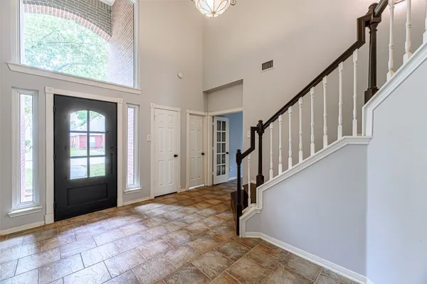 a view of an entryway with staircase