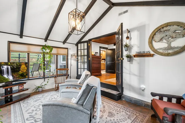 a outdoor space with lots of tables and chairs