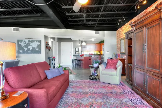 a living room with furniture