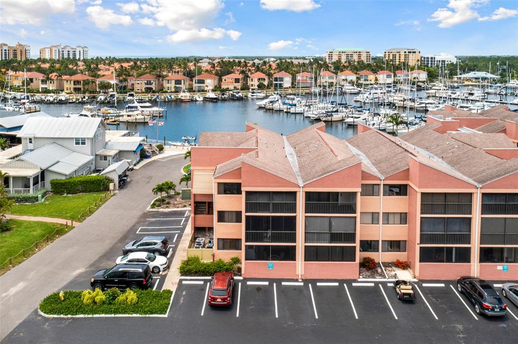 a view of a lake with a city view