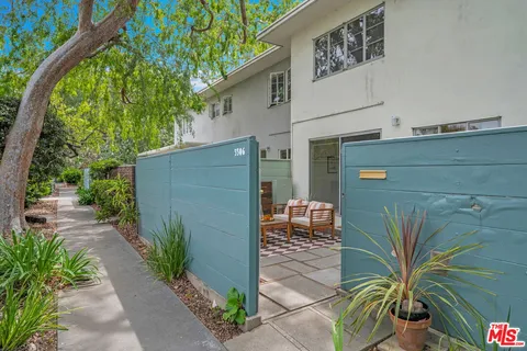 a view of a backyard with plants