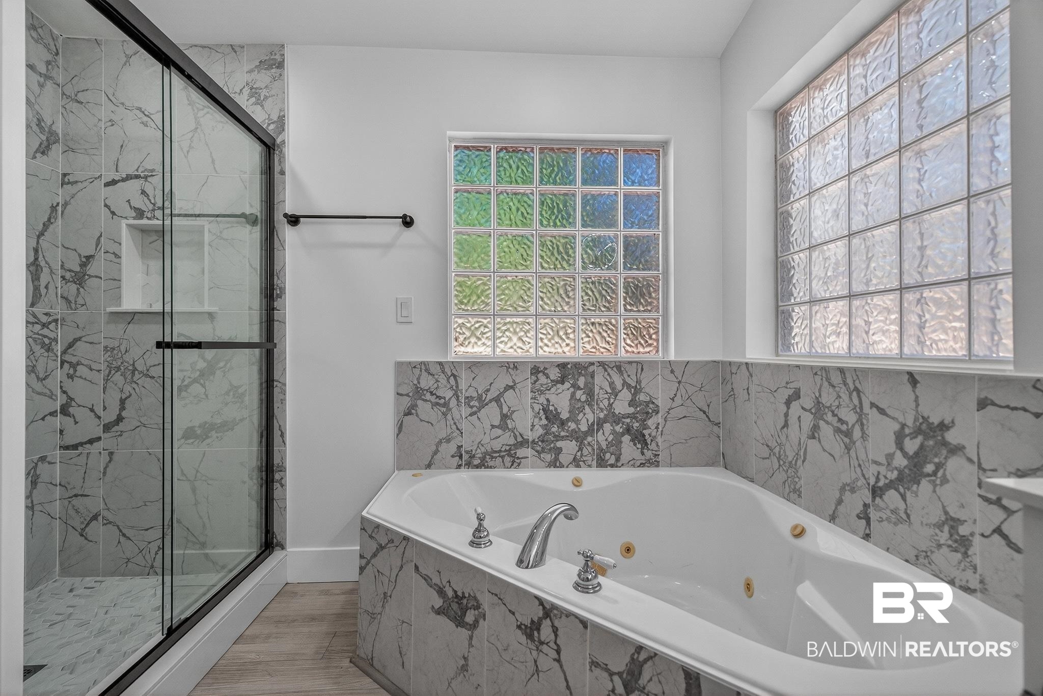 10650 Old Pascagoula Road Theodore, AL 36582 - Photo 67 of 77 Bathroom with a tub with jets and a marble finish shower