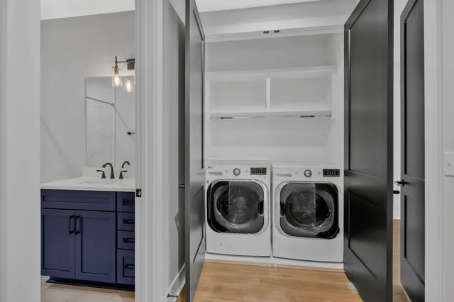 a utility room with dryer and washer