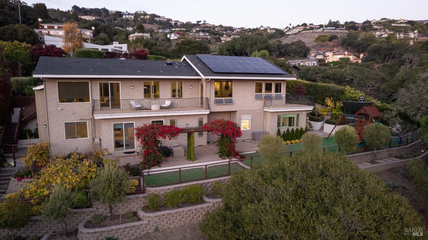 an aerial view of a house