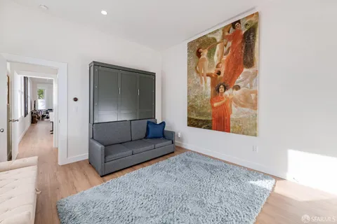 a living room with a couch and a table