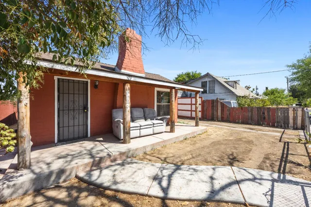 a building outdoor space with seating space